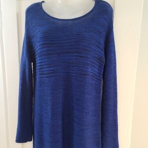 Royal blue & black long tunic sweater, sz. Med.